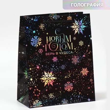Package Holographic "Dance of Snowflakes", 18 x 23 x 10 cm, New Year-1