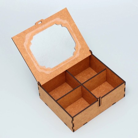 Wooden box with cells "Frame", 15.5 x 12.5 x 5 cm-1