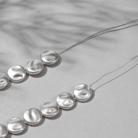 Plastic beads on the “Pearls” threads 1 × 1 × 0.4 cm, (set 10 g), white color-3