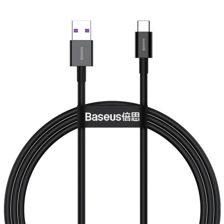 Cable Baseus, Type -C - USB, 6 A, 66W, TPE braid, 1 m, black-1
