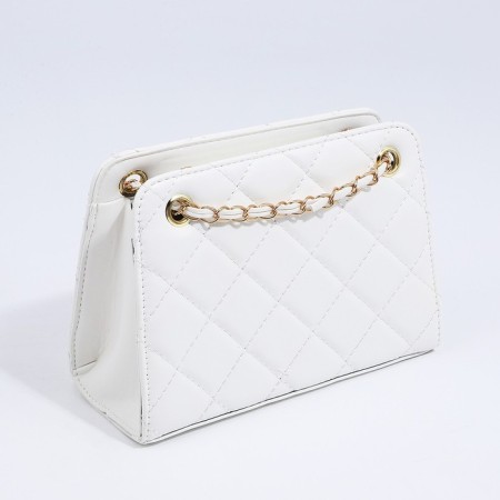 Female bag, zipper clutch, white color-3