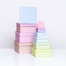 Set of boxes 10 in 1 Aquamarine, 24.5 x 24.5 x 11.5 - 6.5 x 6.5 x 4 cm