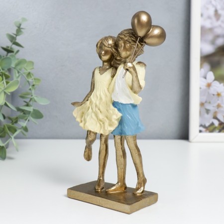 Polystone souvenir "kids with balloons, in yellow outfits" 20x5x10 cm-3