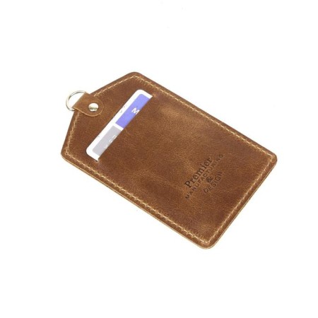 Case for passing, badge with pockets, brown Pull-up