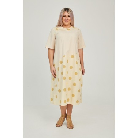 Women's dress, size 66, beige color-1