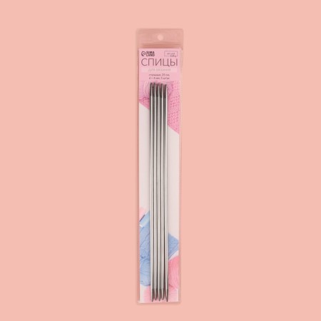 Knitting knitting needles, hitchful, d = 4 mm, 25 cm, 5 pcs-3