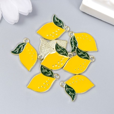 Decor for creativity metal, enamel "lemon" yellow 2x1.8 cm-2
