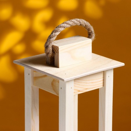 Kashpo wooden 11 × 11 × 24 cm "flashlight", handle rope, natural give beautifully-2