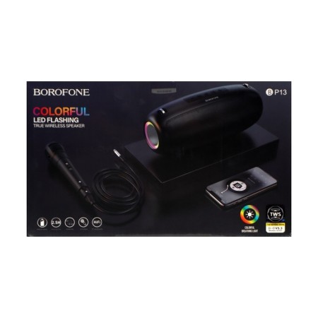 Borofone portable column BP13.10 W, 1500 mAh, BT5.3, TFCARD, USB, AUX, FM radio, black-8