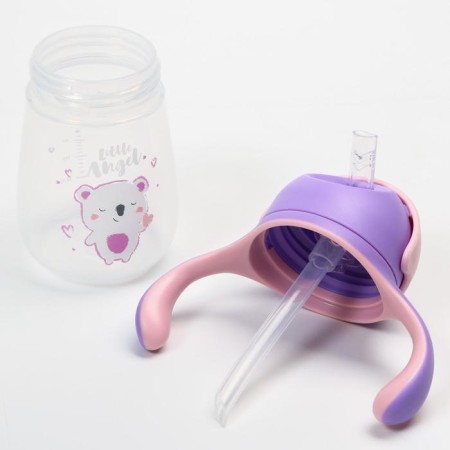 Children's chipper with silicone tube "Koala", 250 ml., With handles, purple color-3