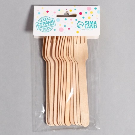 Wooden forks, 14 cm, 12 pcs-2
