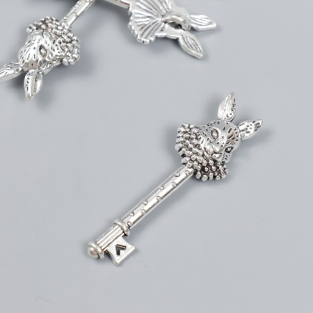 Decor for creativity Metal "Key with the head of a hare" silver 4.8x1.5 cm