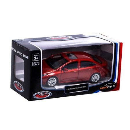 Metal machine Toyota Corolla Hybrid, 1:43, inertia, doors open, red color-4