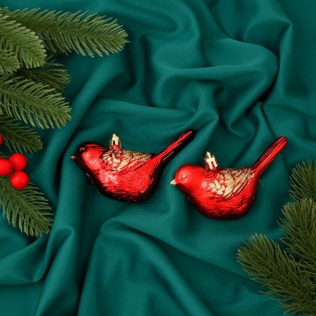 Christmas tree decoration "Test" (set 2 pcs) 7x10 cm, red