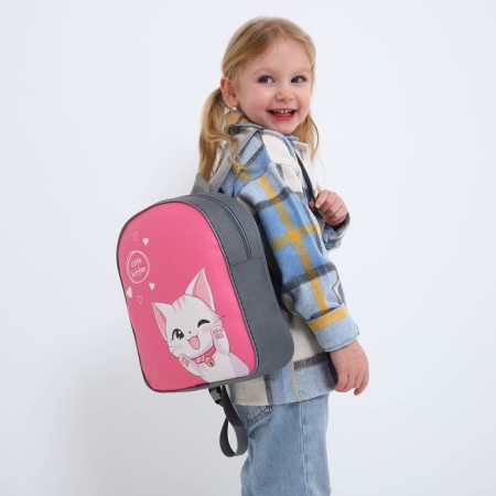 Baby backpack for a girl Textile "Cute cat", 28x24.5x8 cm-10