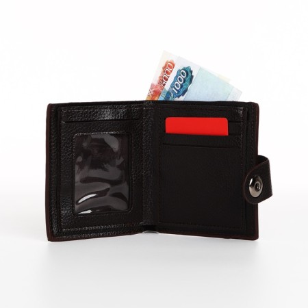 Male purse on a magnet, brown color-4