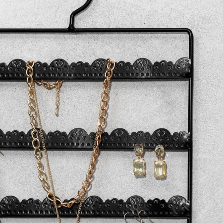 Organizer wall -mounted "lace" 3 rows of 8 hooks, 22 × 2 × 32 cm, black color-1