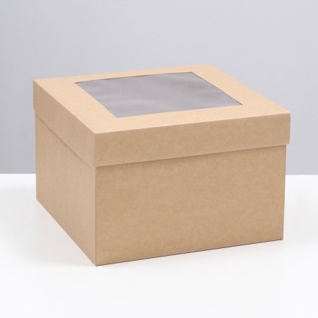 The box is folding, the lid is, with a window, craft, 30 x 30 x 20 cm