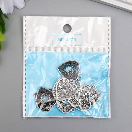 Decor for creativity Metal "Openland Heart" silver 2.3x2 cm-4