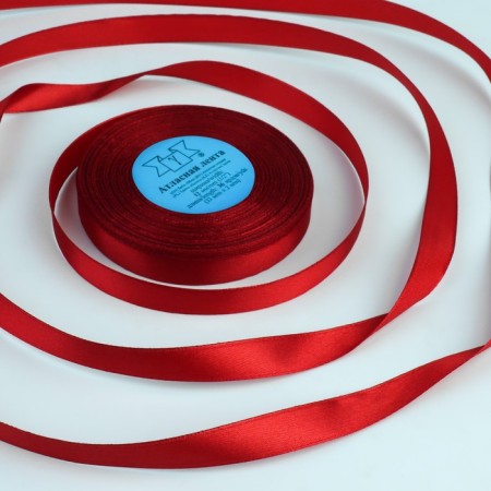 Satin tape, 12 mm × 33 ± 2 m, dark red color No. 112