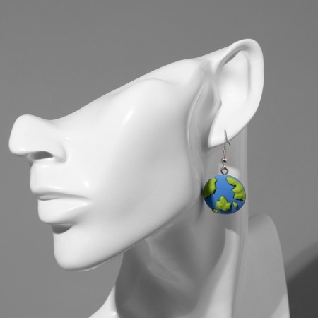 Earrings Assorted "Joy" the globe, the color is blue-green in silver-4