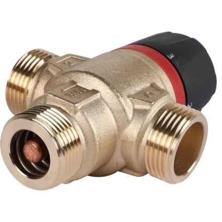 Thermostatic valve Rommer RVM-1121-186520, mixing, 3/4 ", HP, 30-65 ° C, KV 1.8-4