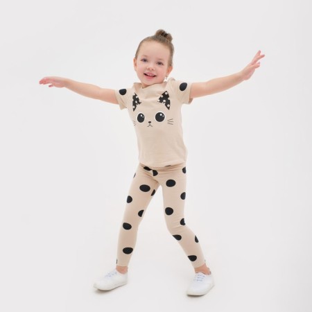 Футболка для девочки KAFTAN "Kitten" р.34 (122-128), бежевый-7