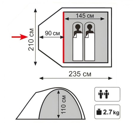 Tart Totem TTT-036, TOTEM tent Indi 2 (V2), Green-1