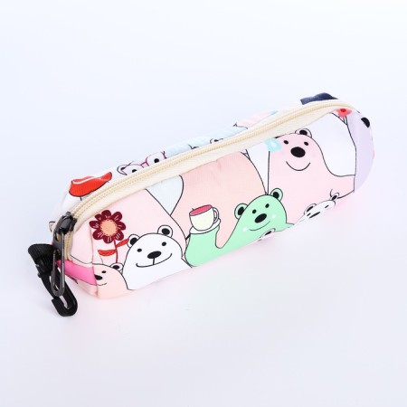 School backpack from textiles on lightning, 3 pockets, pencil case, pink color-8