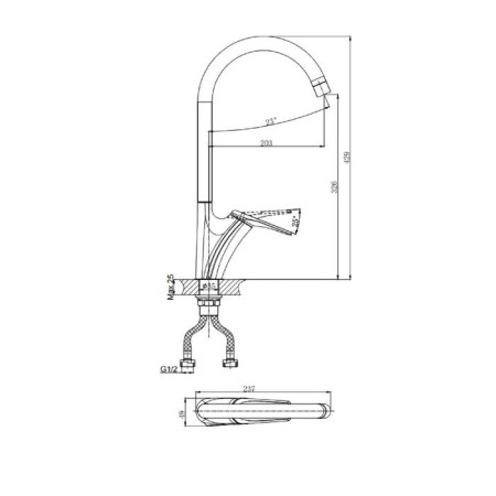 Kitchen mixer Rush Nevis NE1735-22, single-leaf, with rotary surge, chrome-1
