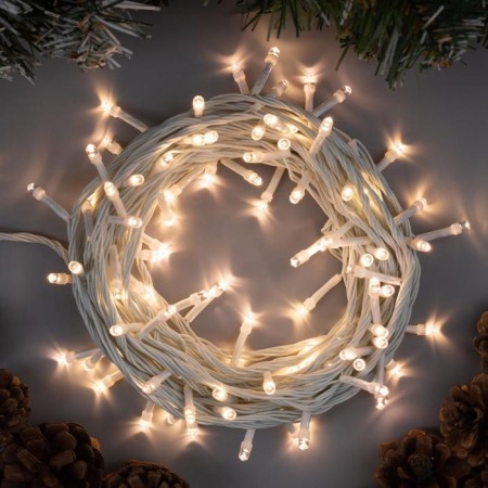 Garland “thread” 10 m, IP20, white thread, 100 LED, glow warm white, 8 modes, 220 V