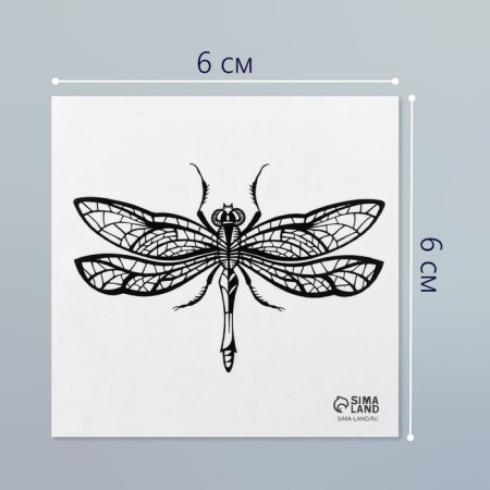 Tattoo on the body Black Dragonfly 6x6 cm-1