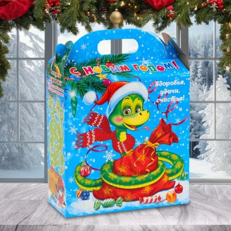 Gift box New Year's snake with a gift of 21 (25.5) x 19.2 x 8 cm