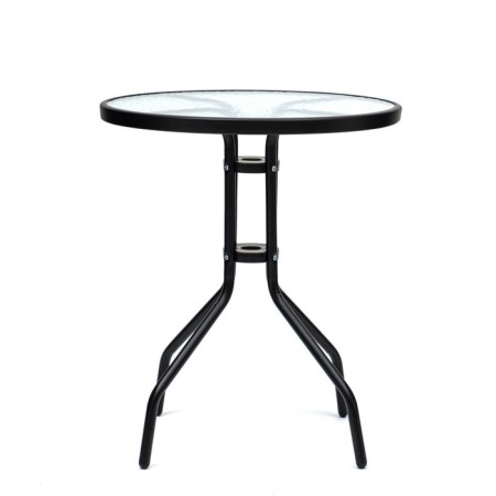 Garden table 60 x 70 cm, black color, glass tabletop-2