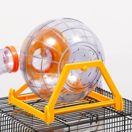 A cage for rodents, two -tier, with a shelf, a house and a ball, 28 x 24.5 x 31 cm, mix-3