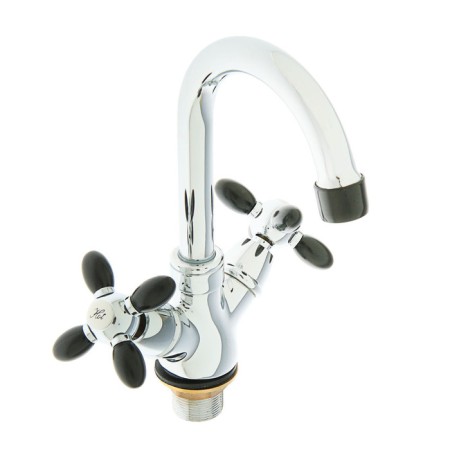 ACCOONA A9482F shell mixer, double -leaf, with nut, black/chromium
