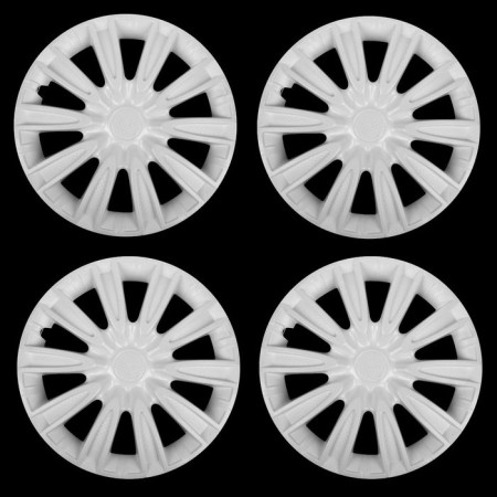 Wheel caps R16 "Tornado", white gloss carbonate, set 4 pcs