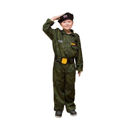 Carnival costume "Special Forces", beret, overalls, belt 8-10 years old 140-152