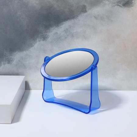 Mirror desktop "circle", D mirror surface 10.8 cm, blue color-3