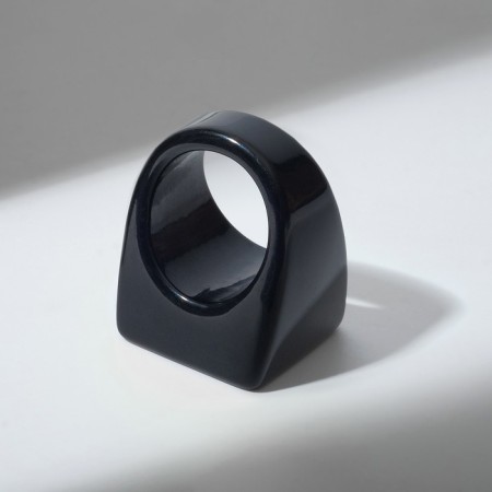 Ring plastic "Square", Black color, 17 size-1