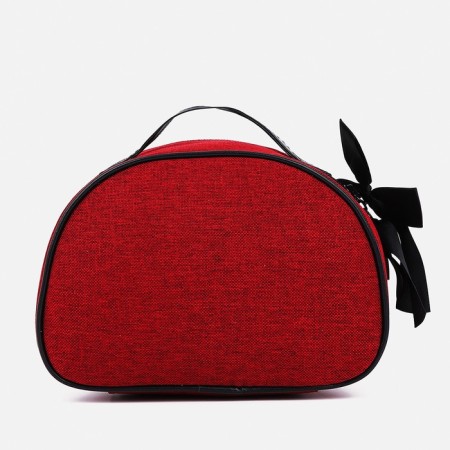 Cosmetic bag with a zipper, with a lining, burgundy color-1