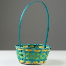 Wicker basket, 20.3 x 20.3 x 9.5/33 cm, green, bamboo