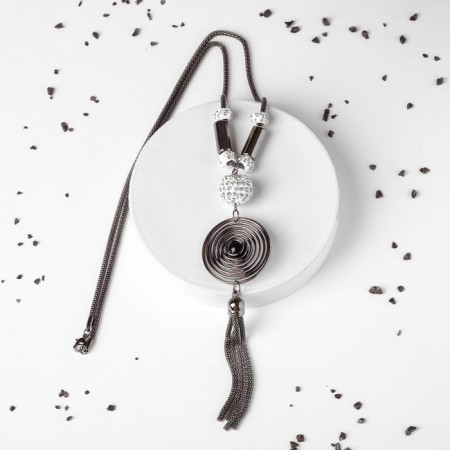 Pendant "madness" spiral, white-gray color, l = 70 cm