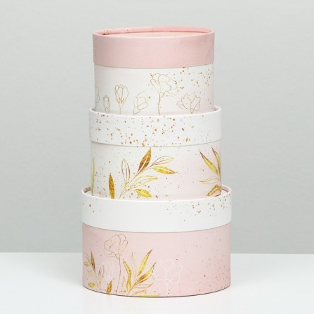 A set of hat boxes 3 in 1 "Tenderness", hooked, 16 x 10, 14 x 9, 13 x 8.5 cm-2