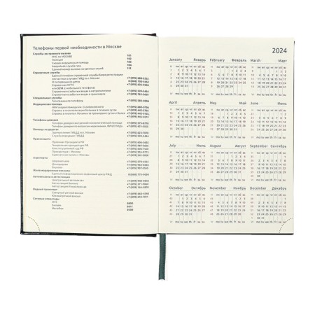 Dated diary 2024 A5 176 sheets, Devente.symbol, firm artificial leather cover, stamping foil, lies, cream block 70 g/m2, green-8