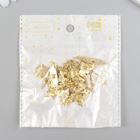Castle metal for casket gold + nails. set 10 pcs 1.9x3 cm-5
