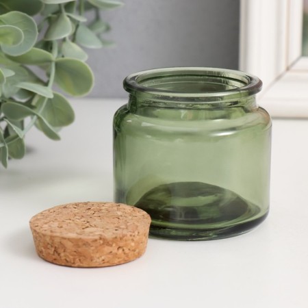 Bank for suppositories glass with a cork "Green" 100 ml 6.5x6.5x6.5 cm-1