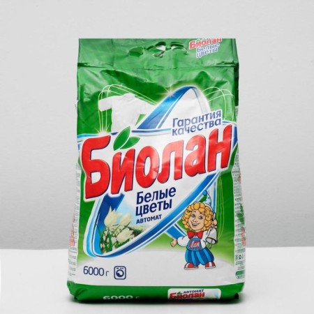 Washing powder "Biolan - white flowers", machine gun, 6 kg