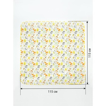 Baby rug is soda, size 115x115 cm, print print, yellow color-8