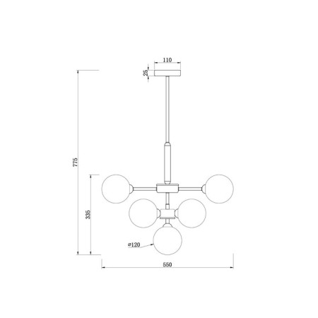 Suspended lamp Inversion, 13xg9, brass color-9
